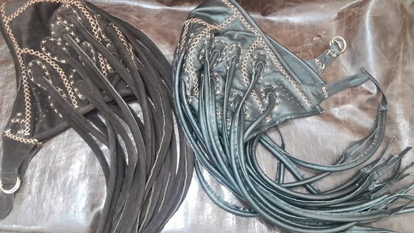 Suede medusa leather helmet